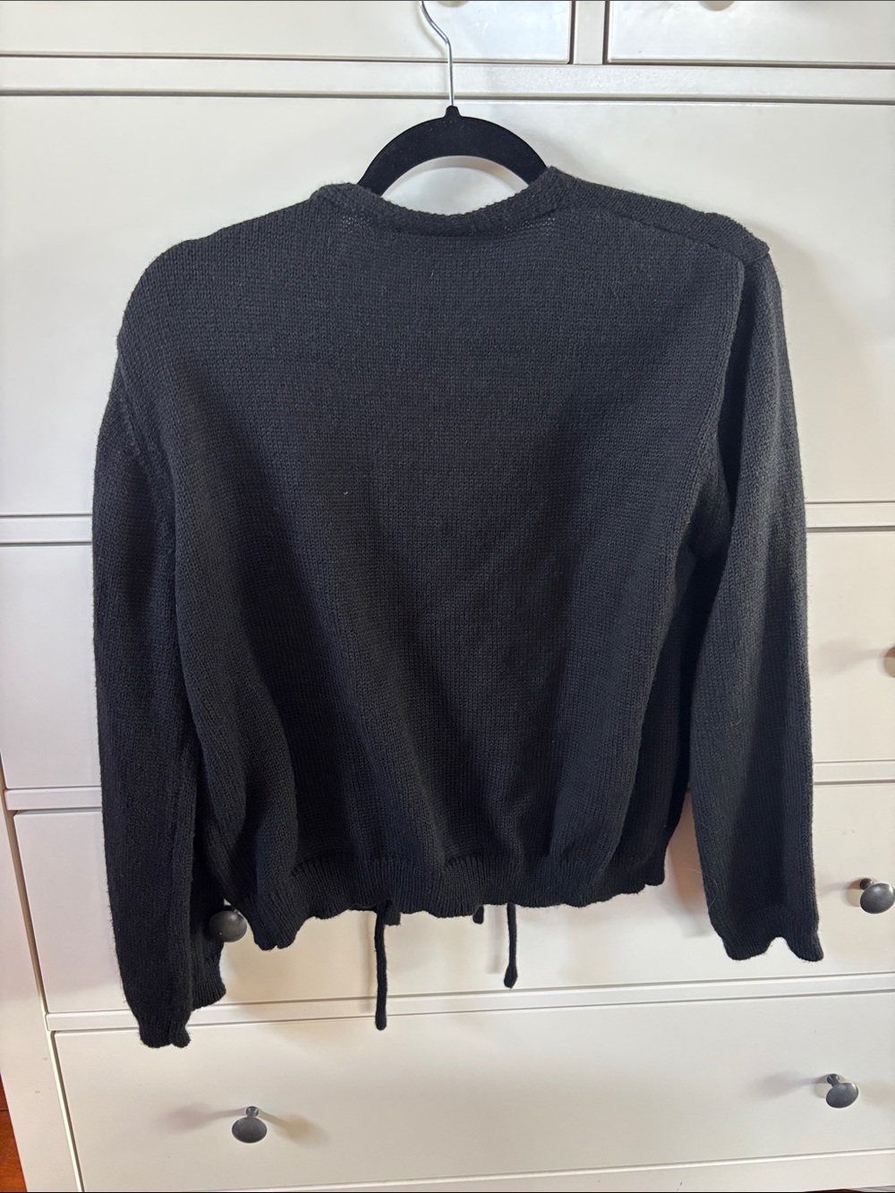 Black Tie-Front Women’s Sweater Cardigan - Picture 2 of 3